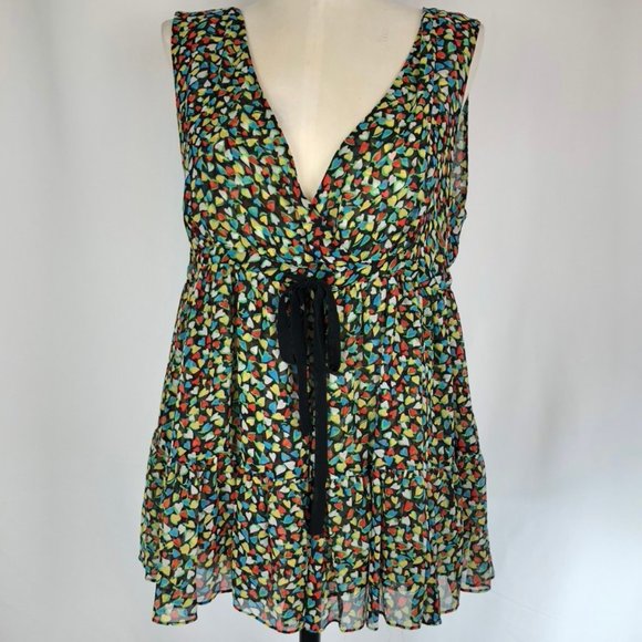 Odille Silk Flouncy Babydoll Heart Pattern Blouse